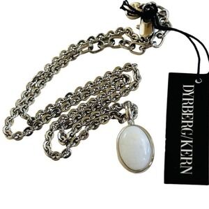 Dyrberg Kern shobhana Necklace Silver Chain White Quartz Pendant Designer Collar